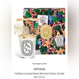NWT Diptyque Holiday Carousel Baies (Berries) Classic Candle Set, 6.5 oz.